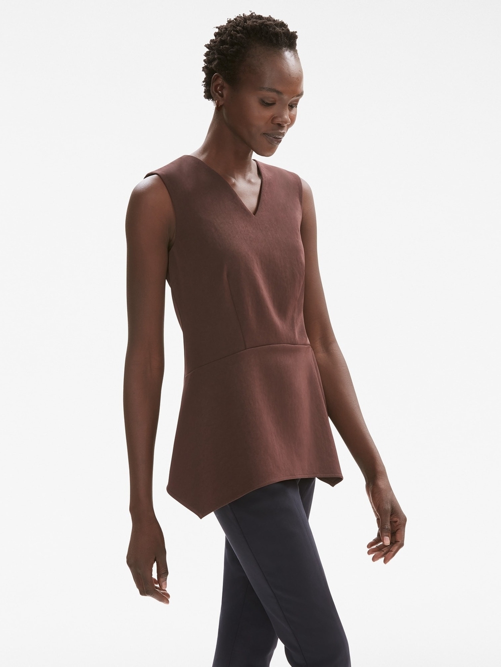 Pre-Loved MM.LaFleur Brown Japanese Twill Peplum Top